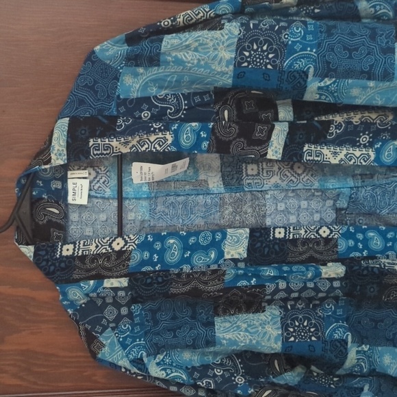 New with Tags Simple Suzanne Betro Blue Patchwork Bohemian Open Cardigan Size 1X - Picture 2 of 8